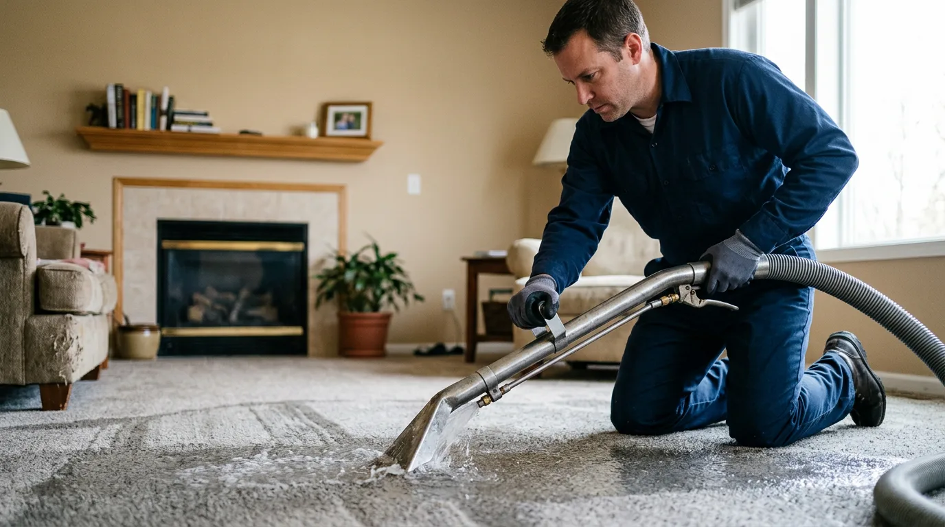 Water damage restoration technician working near Lejunior, KY